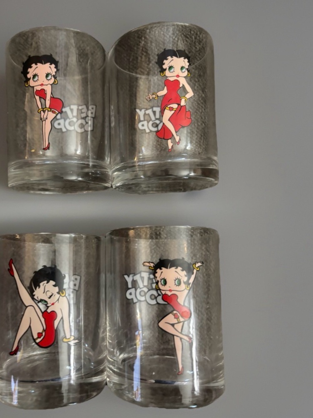 Betty Boop 12 Oz Double Old Fashion Glasses New In Box Is Great Shape - Picture 2 of 7